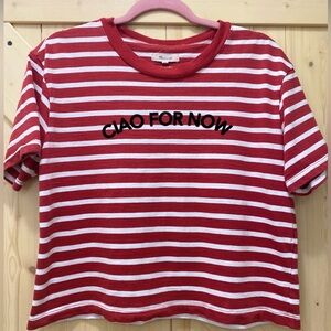 ❤️‍🔥❤️‍🔥Madewell “Ciao For Now”Red & White Short Sleeved Crew Neck Shirt Blouse